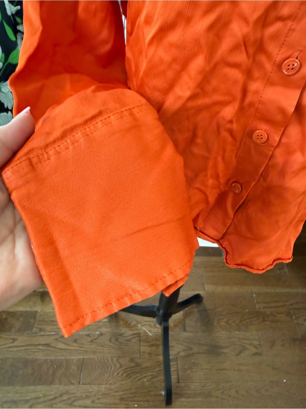 Zara Orange Long-Sleeve Button-Up Blouse Viscose XL - Picture 2 of 6